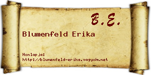 Blumenfeld Erika névjegykártya